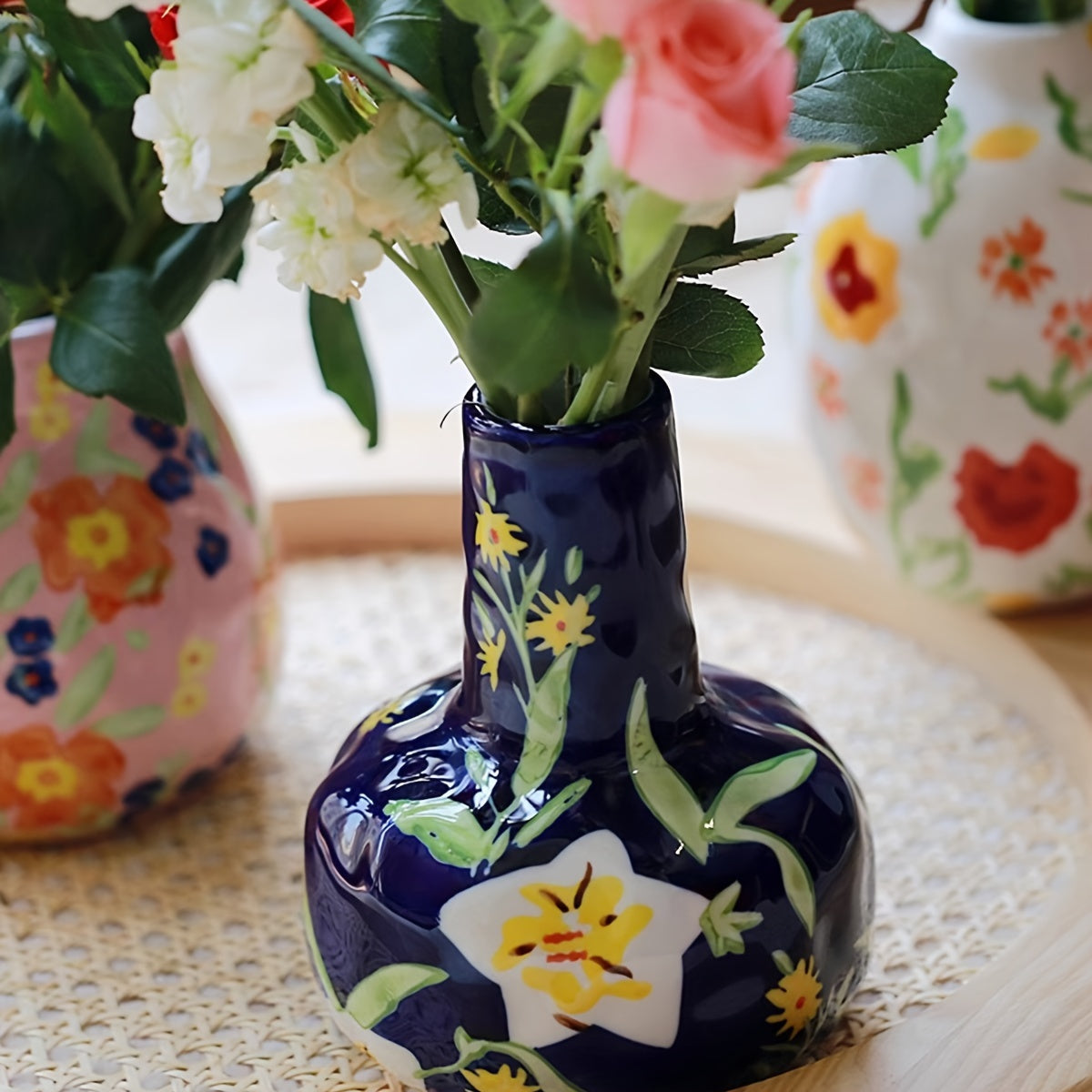 Vintage Floral Ceramic Vase - D2EC