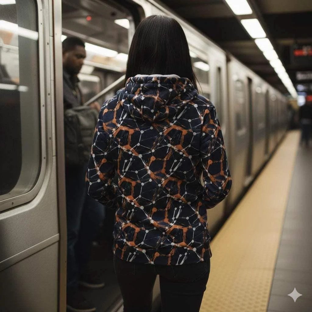 Cyberpunk Network Splatter Hoodie for Digital Rebels — Dark Grunge AOP Techwear Pullover, Hacker Aesthetic, Festival Gaming Rave Statement
