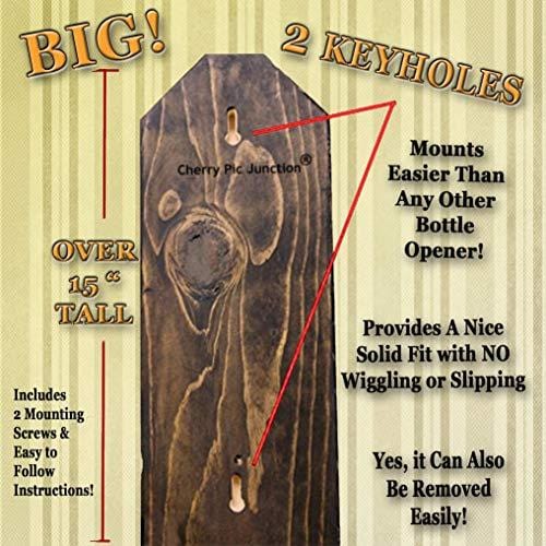 "Harley Davidson - Motorcycle Patent of Vintage Bike" Wall Mounted Bottle Opener and Cap Catcher - Made of 100% Solid Pine 3/4" Thick - Rustic Sign