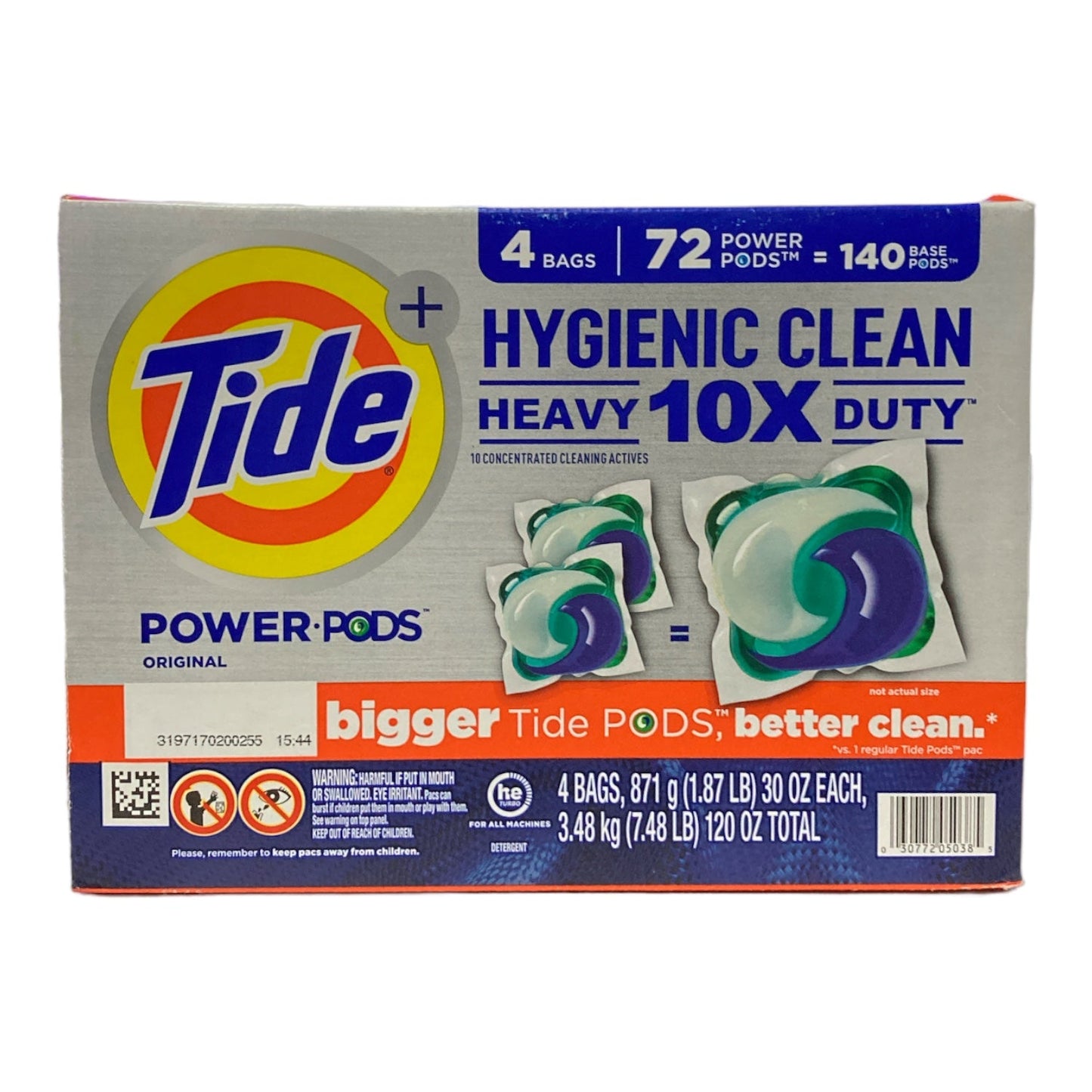Tide Power PODS Heavy Duty Liquid Laundry Detergent Pacs Hygienic Clean (72 Ct)