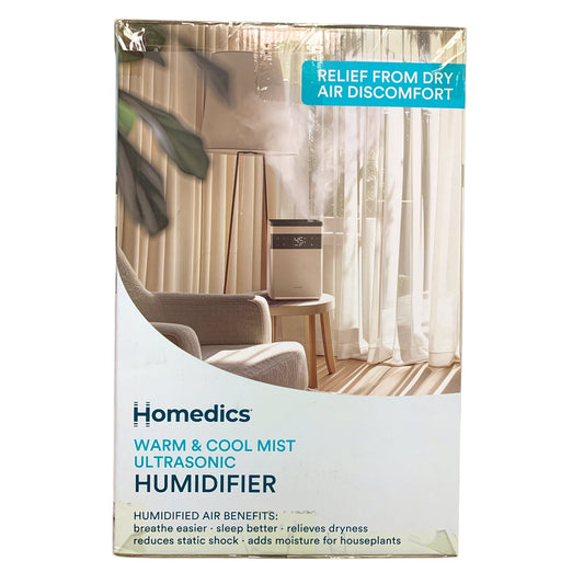 Homedics Warm and Cool Mist Ultrasonic Humidifier, 1.24 Gal. Top-Fill Tank