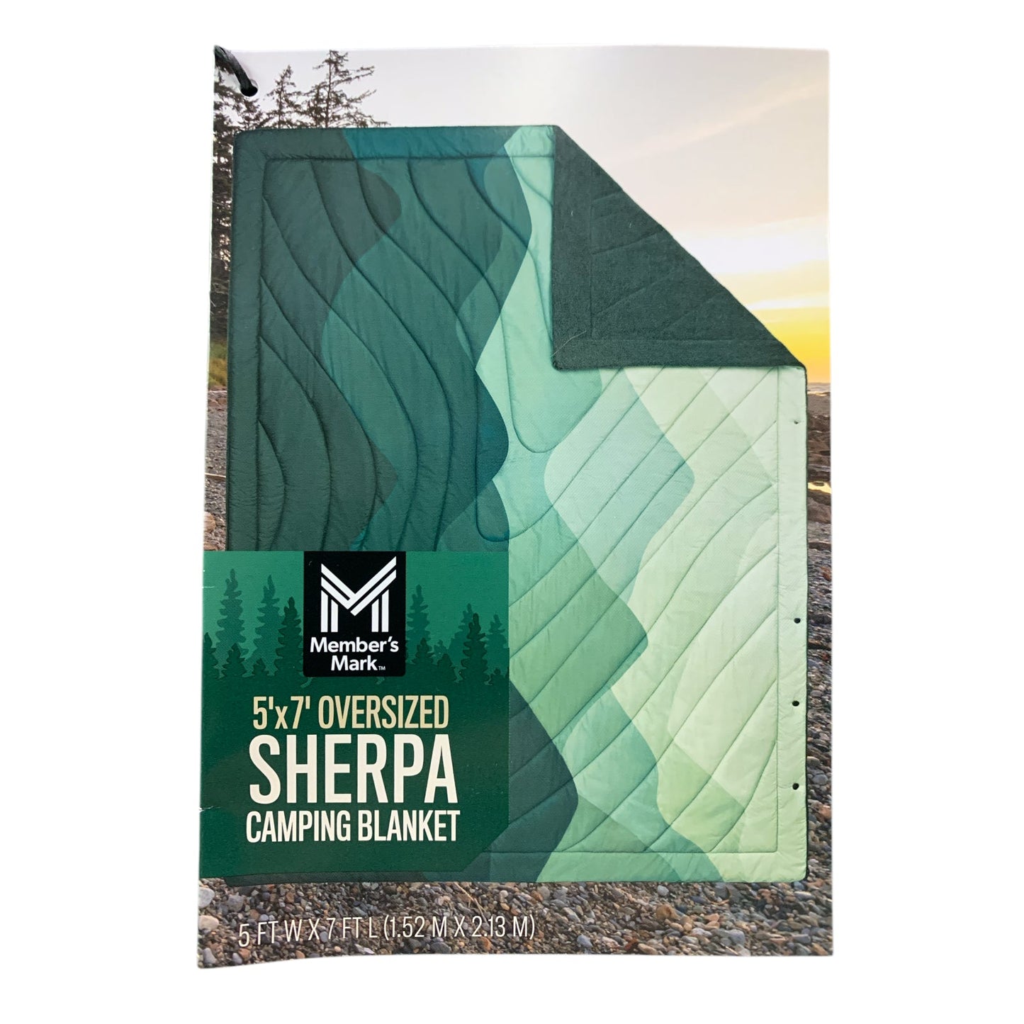 Member's Mark 5' x 7 ' Oversized Sherpa Camping Blanket, Ombre Mountains