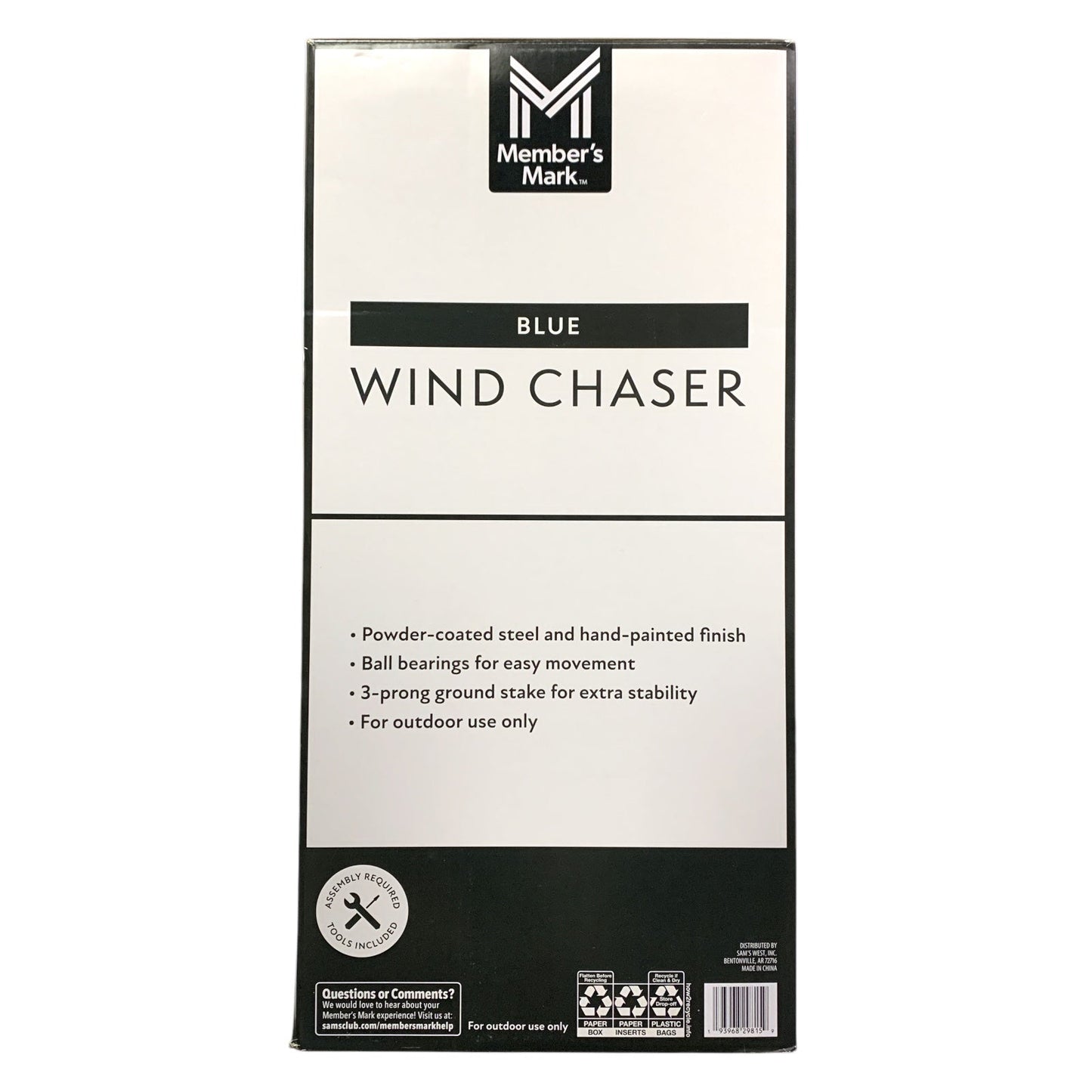 Member's Mark 82" Powder-Coated Hand-Painted Scroll Wind Chaser, Blue