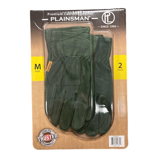Plainsman Premium Cabretta Leather Gloves, 2 Pairs (Green, M)