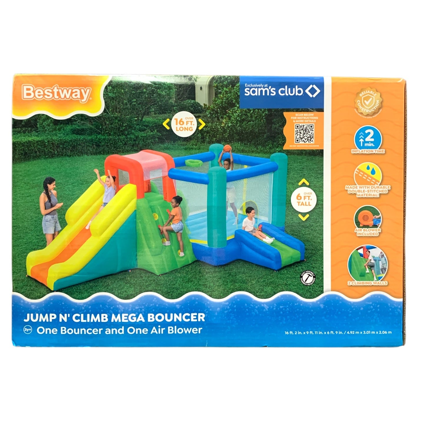 Bestway Jump N' Climb Kids Quick-Inflate Mega Bouncer Play Park
