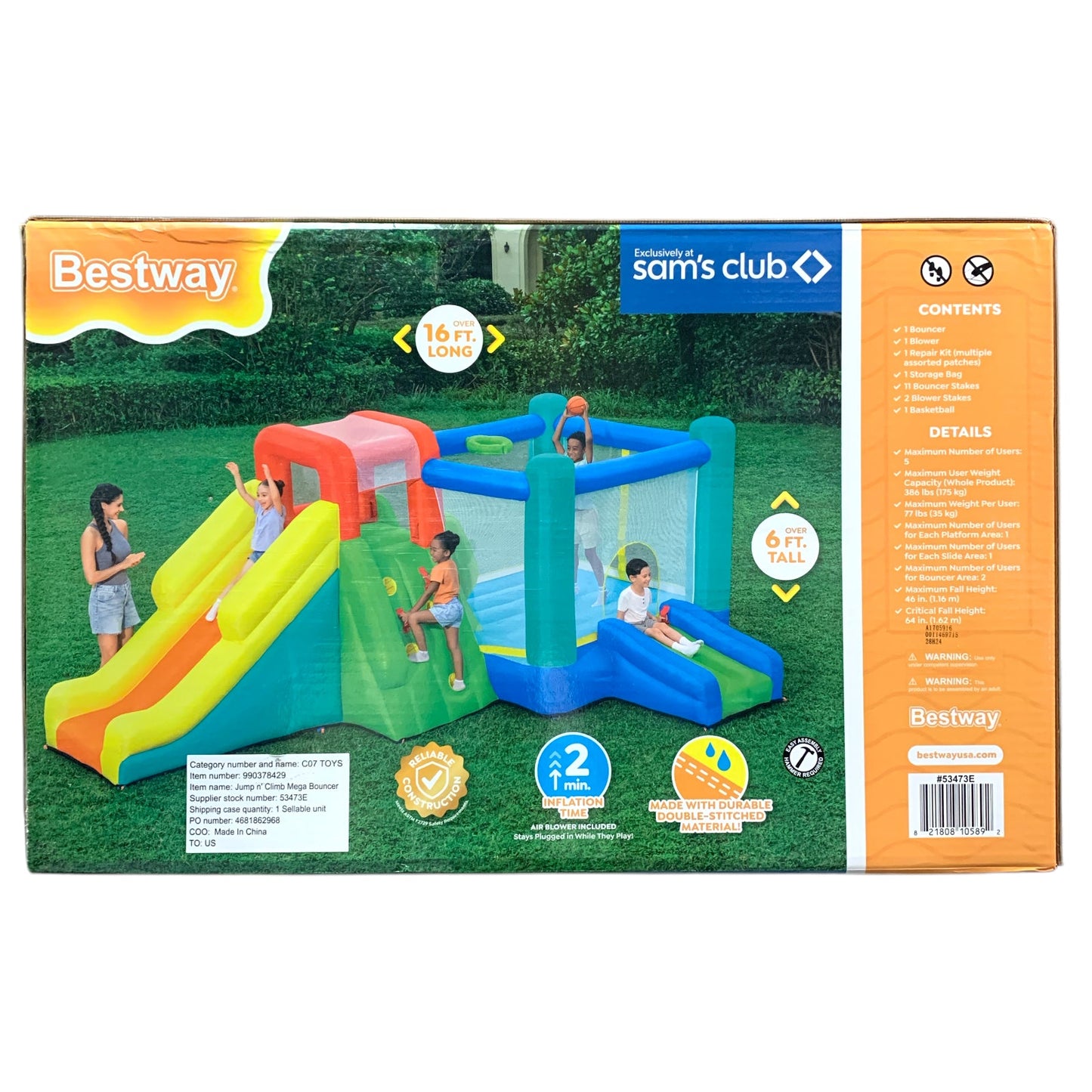 Bestway Jump N' Climb Kids Quick-Inflate Mega Bouncer Play Park