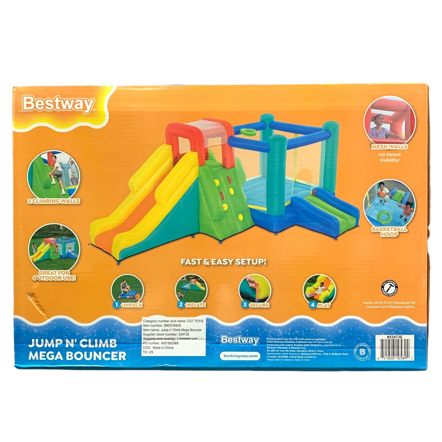 Bestway Jump N' Climb Kids Quick-Inflate Mega Bouncer Play Park
