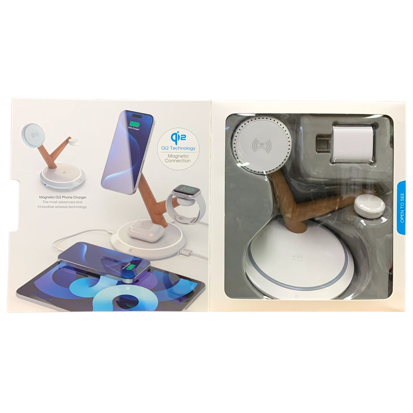 Atomi Qi2 Magnetic Wireless Charging Stand - Phone, Watch and Earbud Charging