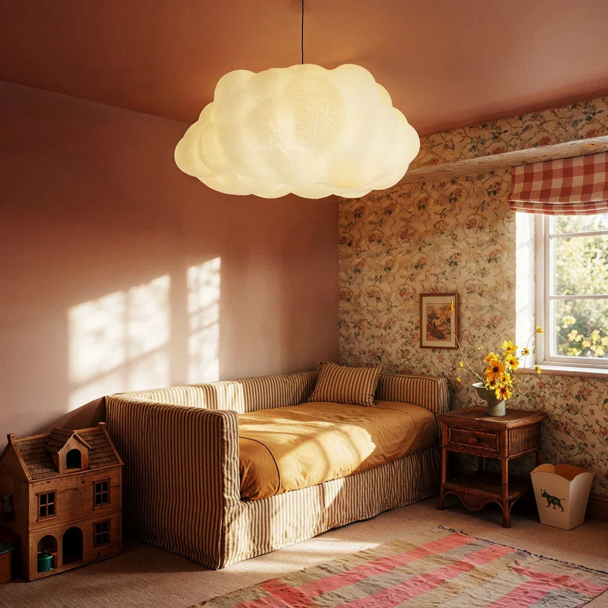 Modern Cloud Pendant Light With Soft Fiber Cotton Shade