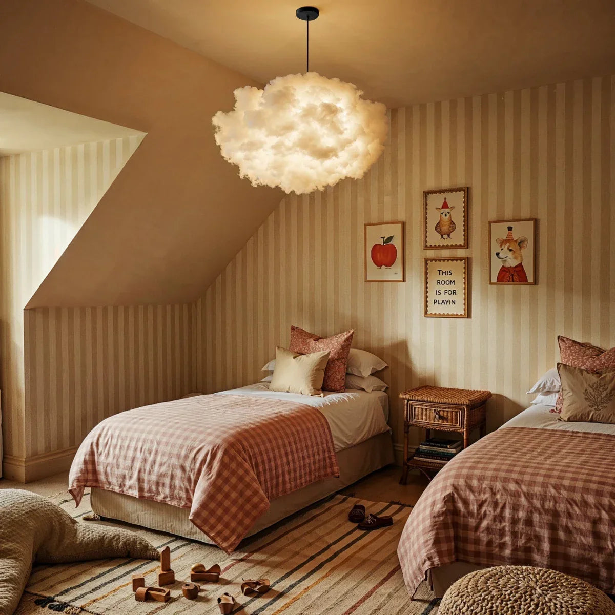Modern Cloud Pendant Light With Soft Fiber Cotton Shade