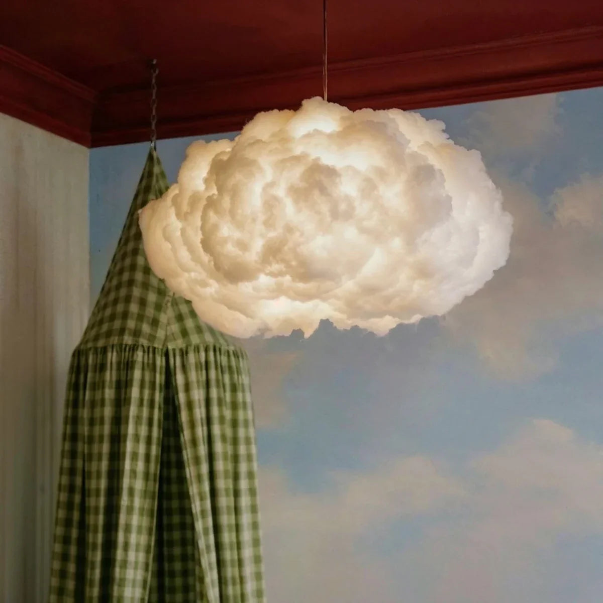 Modern Cloud Pendant Light With Soft Fiber Cotton Shade
