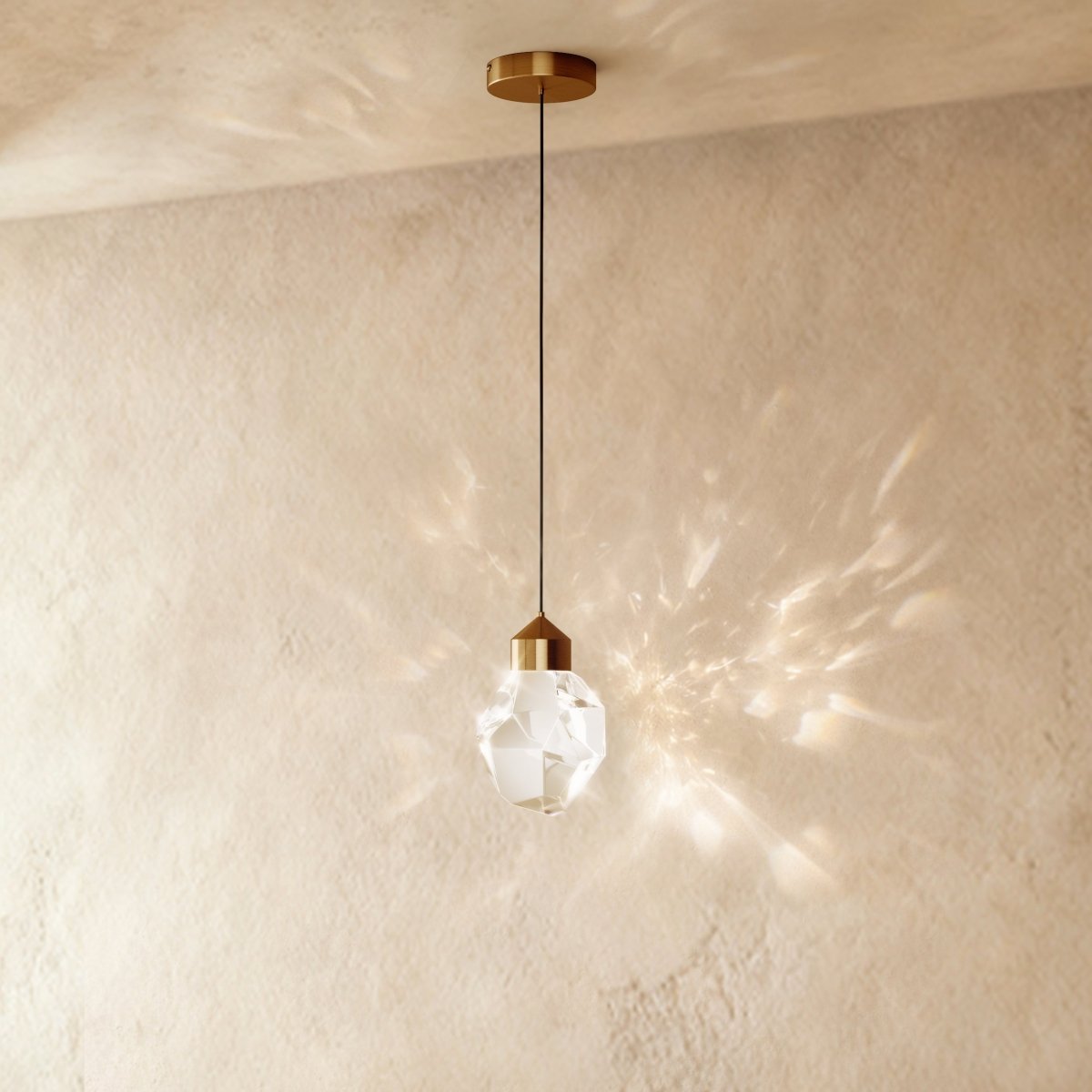 Crystal Pendant Light With Aluminum Frame And Crystal Detailing