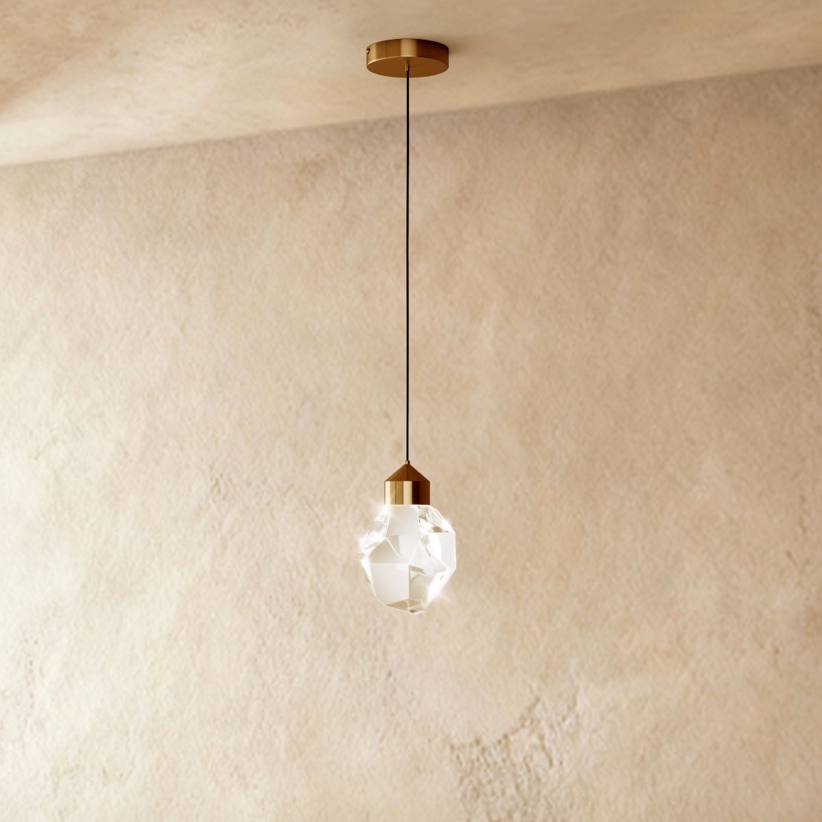 Crystal Pendant Light With Aluminum Frame And Crystal Detailing