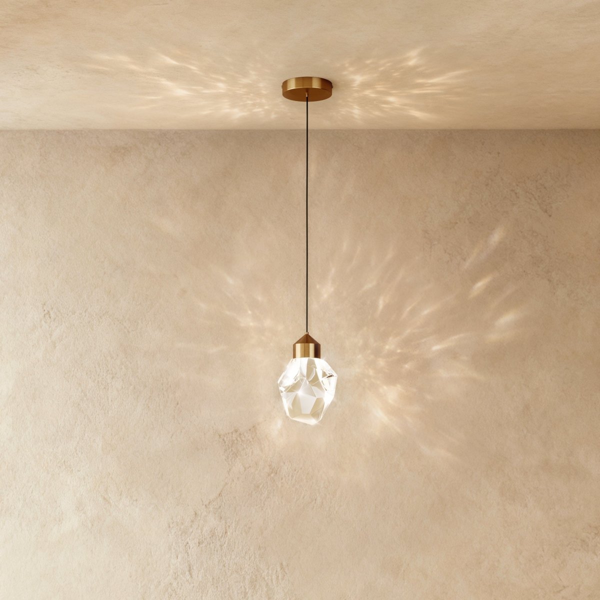 Crystal Pendant Light With Aluminum Frame And Crystal Detailing