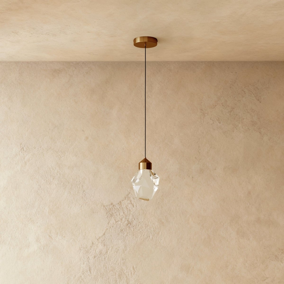 Crystal Pendant Light With Aluminum Frame And Crystal Detailing