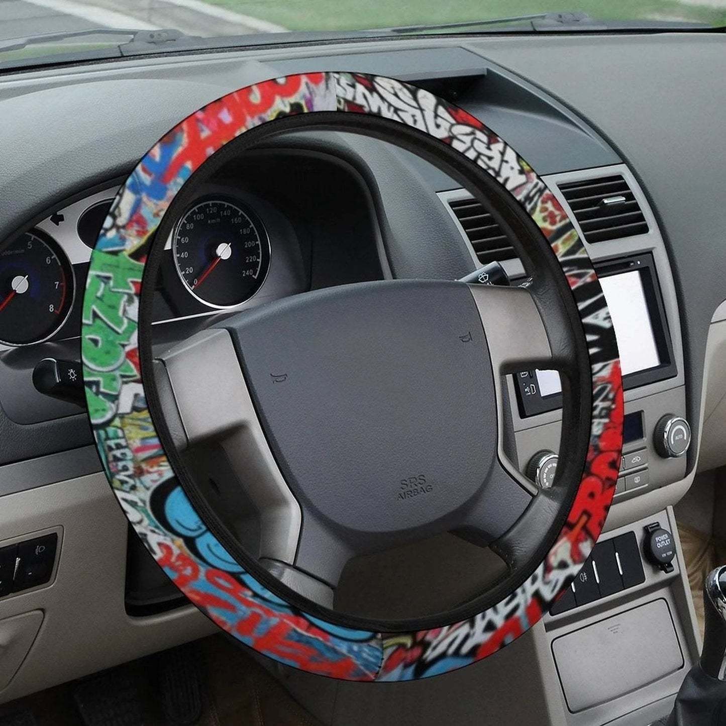 Psychedelic AOP Steering Wheel Cover | Maximalist Anti-Slip Car Accessory for Bold Drivers