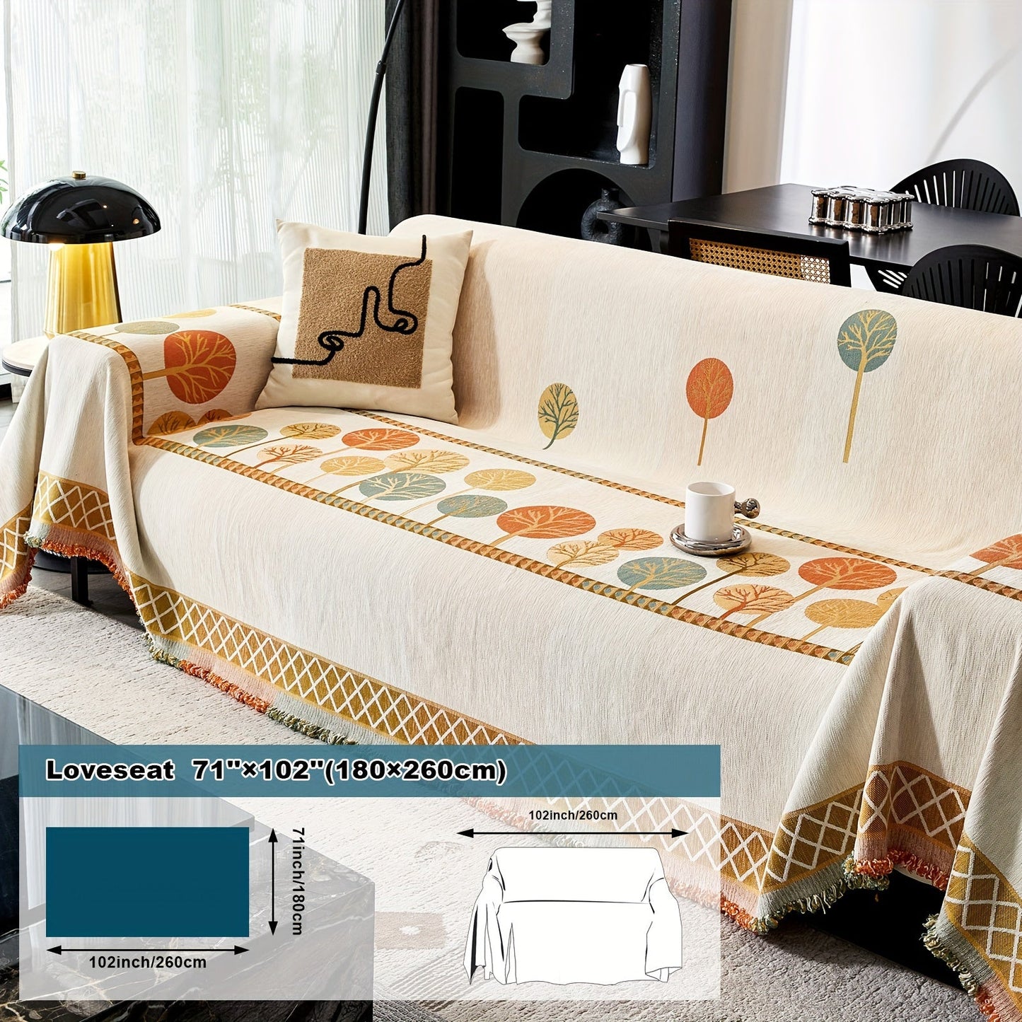 Bohemian Leaf Chenille Sofa Cover-6JTD