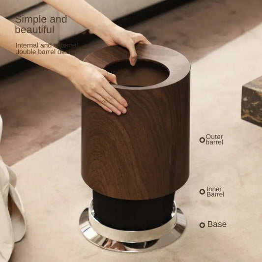 Wood Grain Trash Can, Large Dual-Compartment TJR7L4D