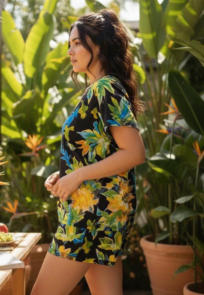 True Flower Child Vector Pajama Set - Whimsical Bohemian Loungewear for Artsy Dreamers