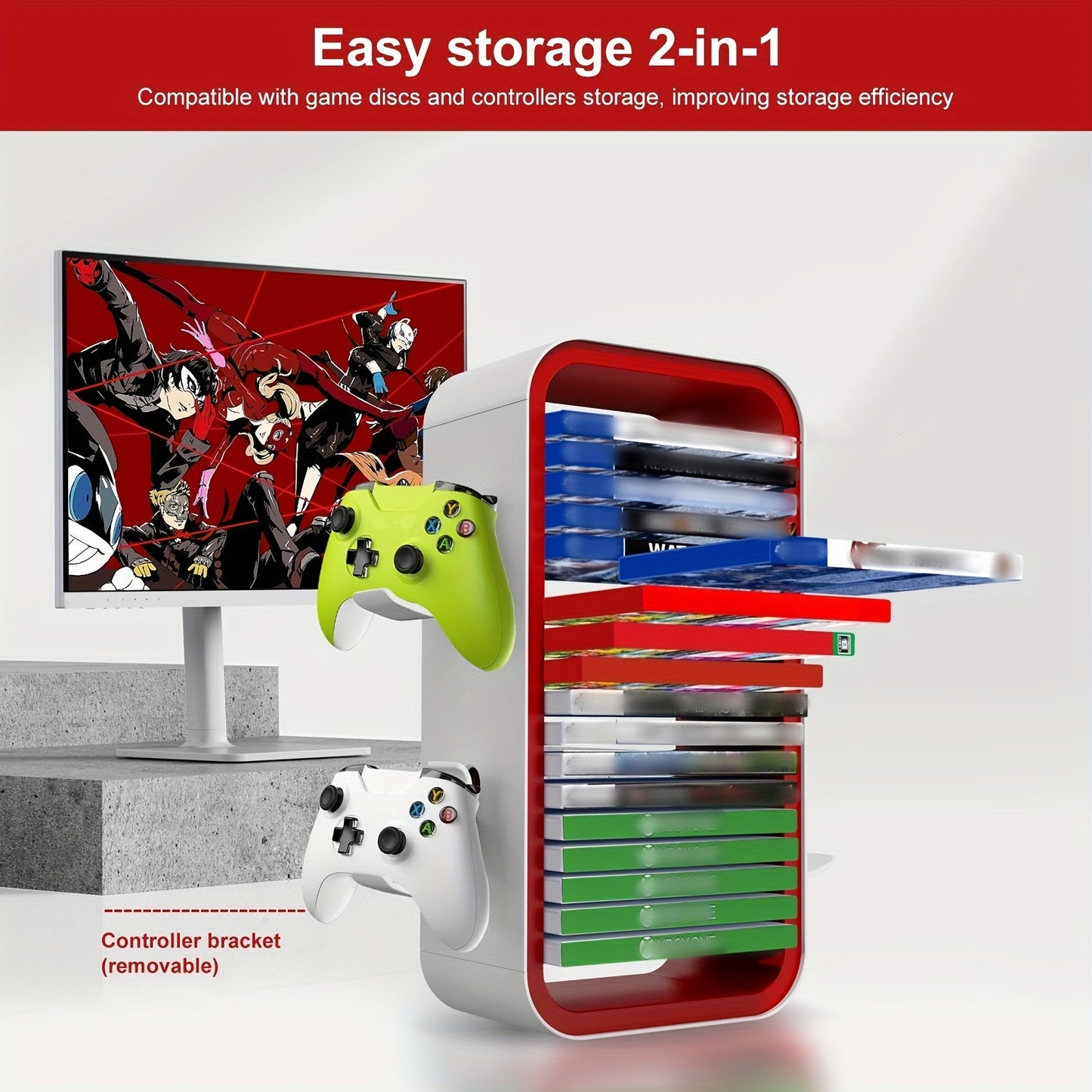 Universal Game Disc Storage & Controller Display Stand TJR3D9G