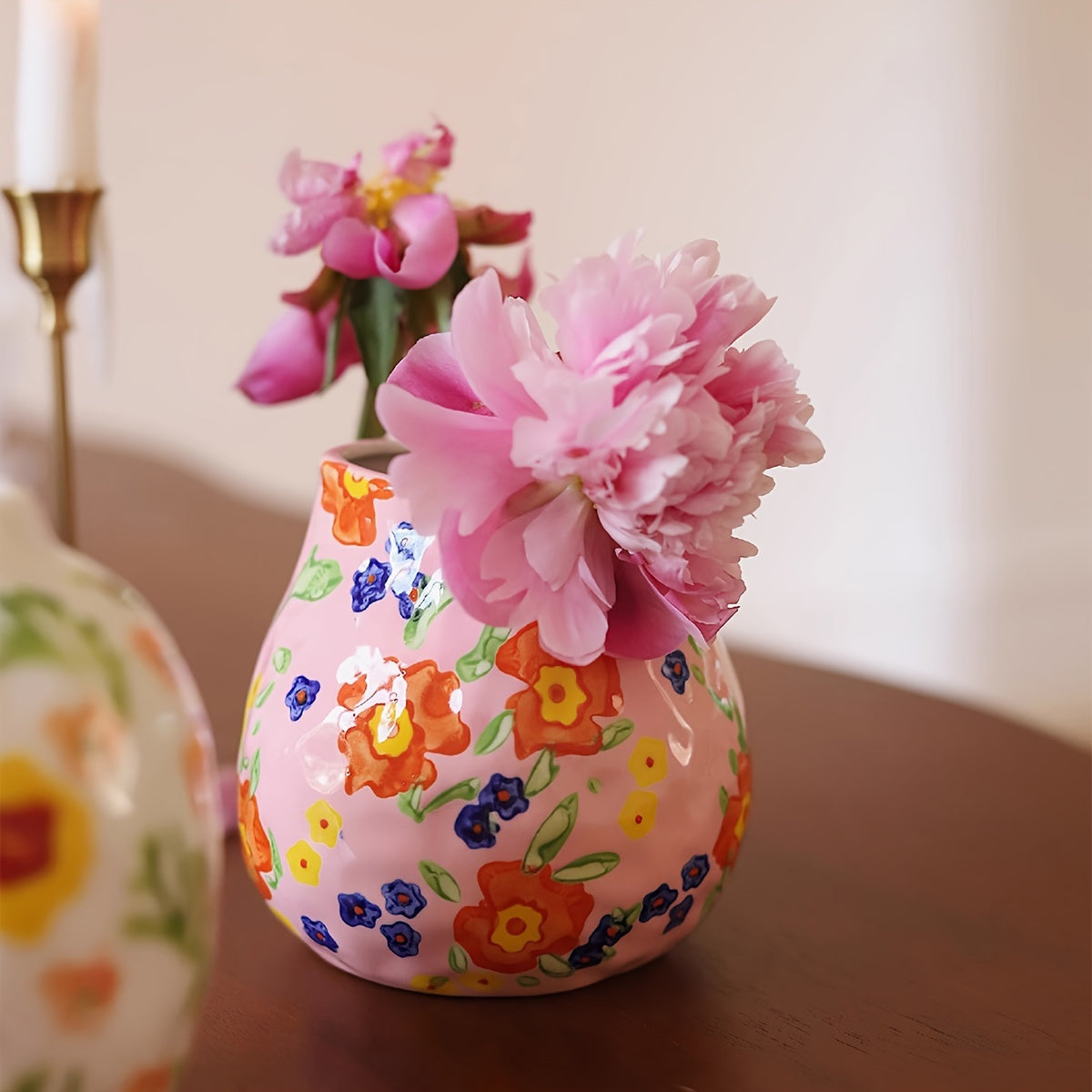 Vintage Floral Ceramic Vase - D2EC