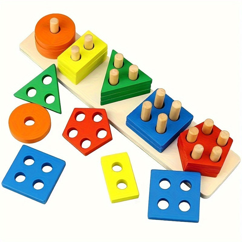 Color & Shape Recognition Wooden Puzzle Toy TJR2P9X