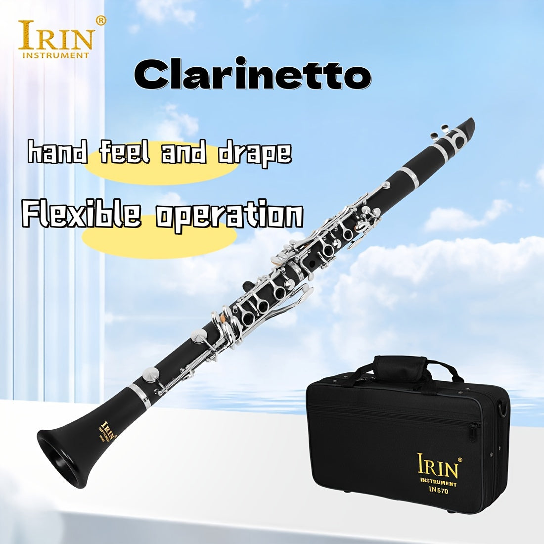 IRIN IN570 BFlat Clarinet 17Key Includes Case  Accessories-0CCG