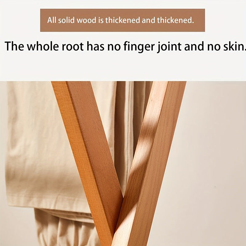 Solid Wooden Foldable Clothes Rack - XV0S