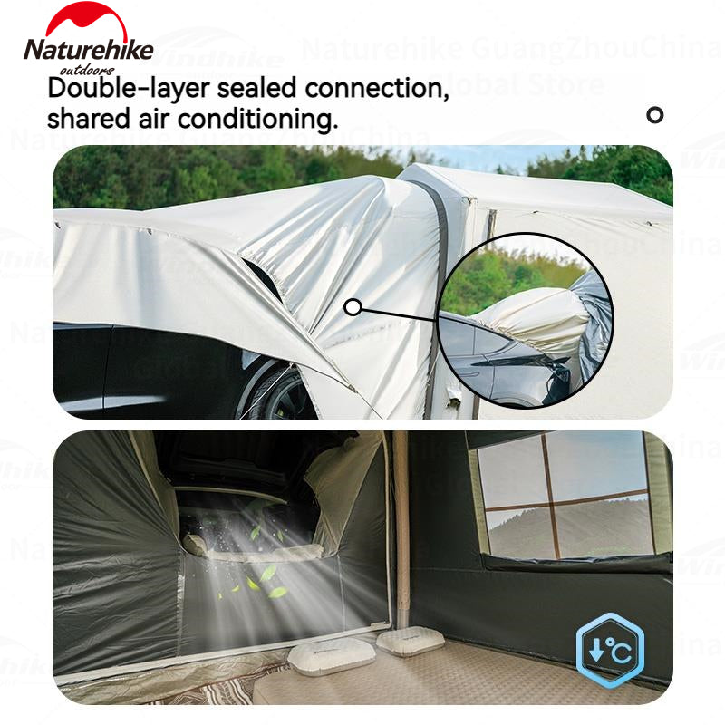 Naturehike AIR 7.0 Inflatable Car Tail Tent Portable SUV MPV Side Tunnel Tent Sunshade Waterproof Beach Car Rear Tent Camping Outdoor 35㎡ With Canopy