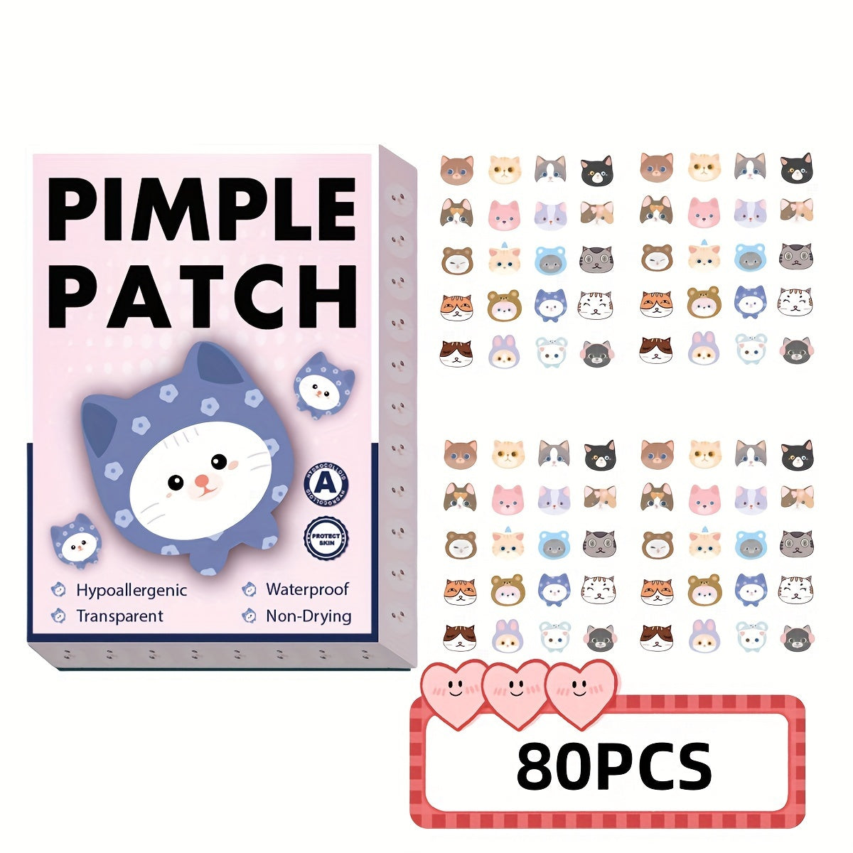 80pcs Cute Cartoon Cat Pimple Patches - HSC9