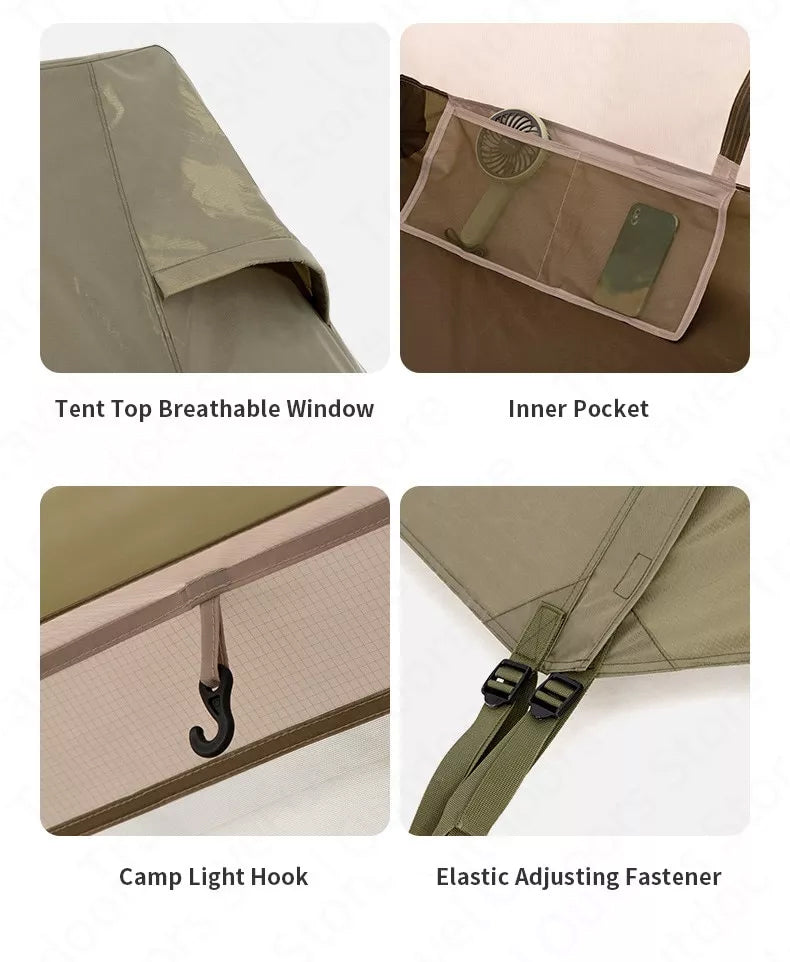 Naturehike Village 5.0 Automatic Tent Gen 1 4 Person Outdoor Camping Glamping Tent Windproof Waterproof Quick Build Camp Cabin Style Family Shelter 5