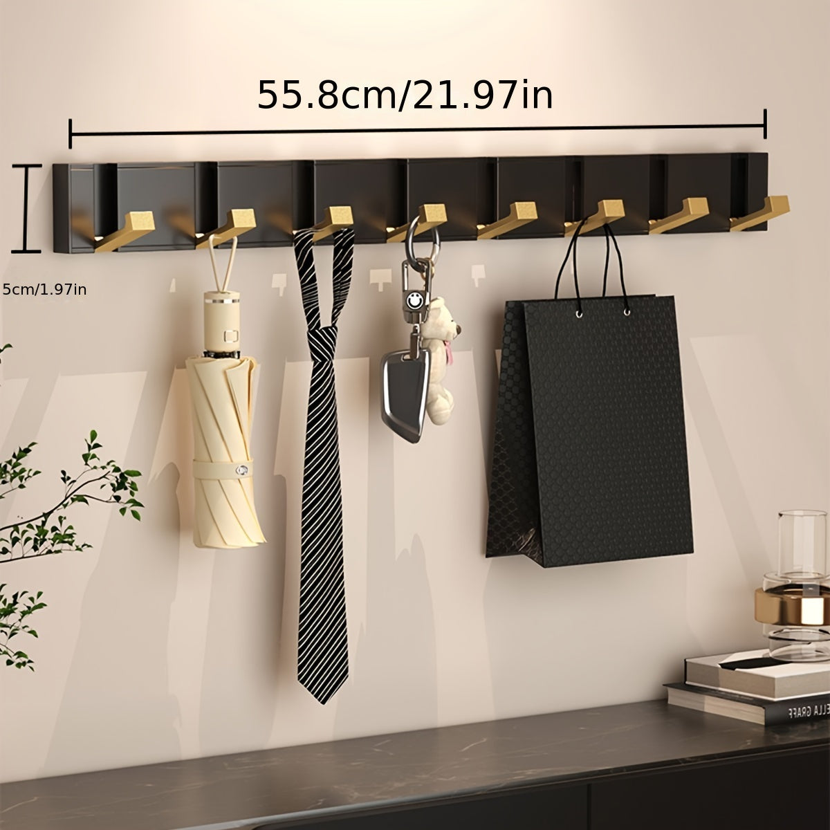 MRSINE HeavyDuty Foldable Wall Hook  Black  Gold-WCDN