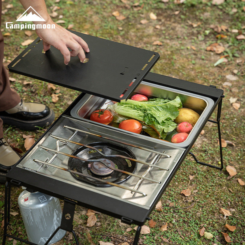 Campingmoon CK-26 IGT One Unit Sink Portable Lightweight Multi-Function Storage Basin Stainless Steel Outdoor Kitchen Sink Add-on Accessories