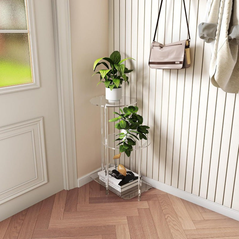 Versatile Clear Acrylic Coffee Table with Storage Rack - S2EC