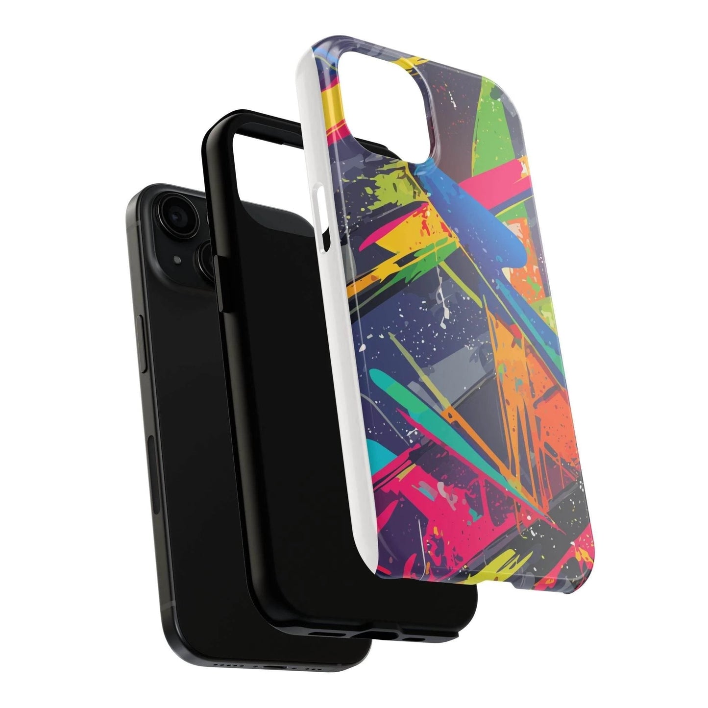 Chromatic Collision Tough Phone Case — Neon Graffiti Art, Dual-Layer Drop Protection