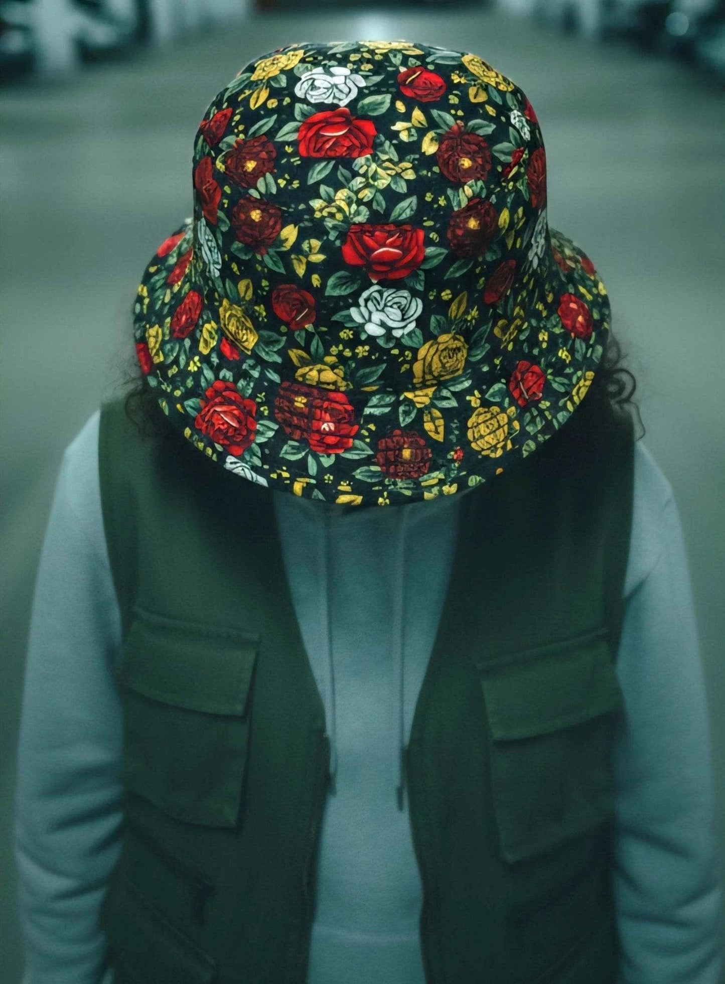 Floral Rose Equestrian Gothic Bucket Hat for Vintage-Inspired Dressers — AOP 100% Polyester, Lush Botanical Sun Hat, Festival Streetwear Statement
