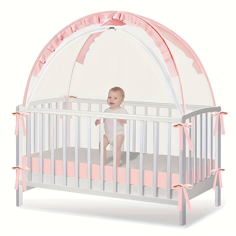 Pink Floral PopUp Crib Tent  Safety Net Canopy-KP95