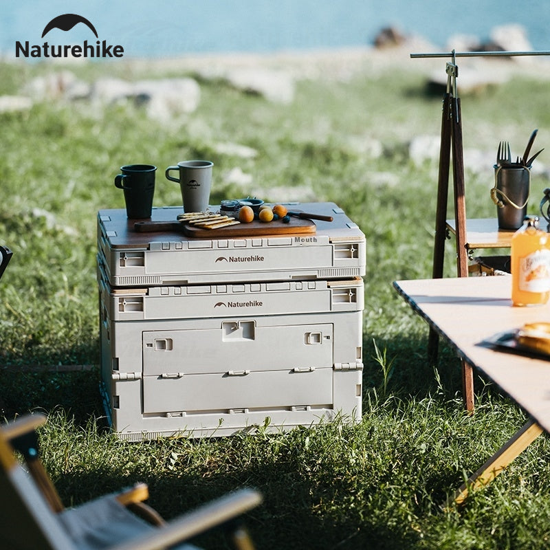 Naturehike PP Folding Storage Box Outdoor Camping Travel Large Box Equipment Portable Multifunctional Car Trunk Storage Cabinet With Table Board