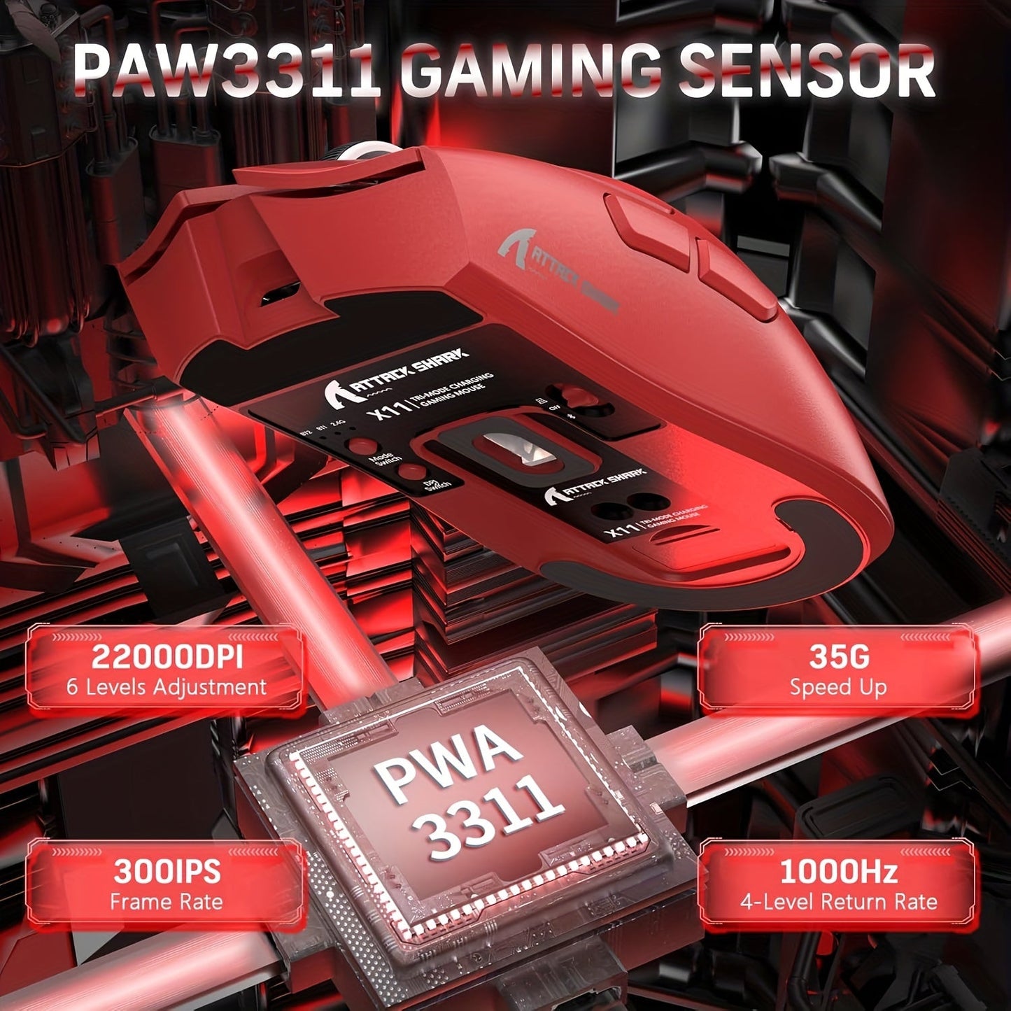 ATTACK SHARK X11 Ultra-Light Wireless Gaming Mouse with RGB Dock TJR4H9W