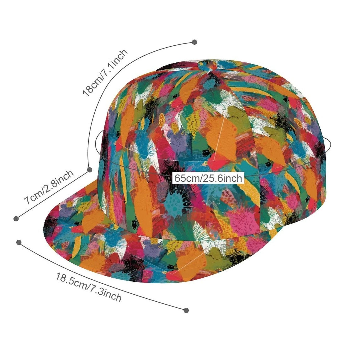 Painted Camo Snapback Cap — Multicolor Brush-Dab AOP Hat, Festival-Ready Headwear