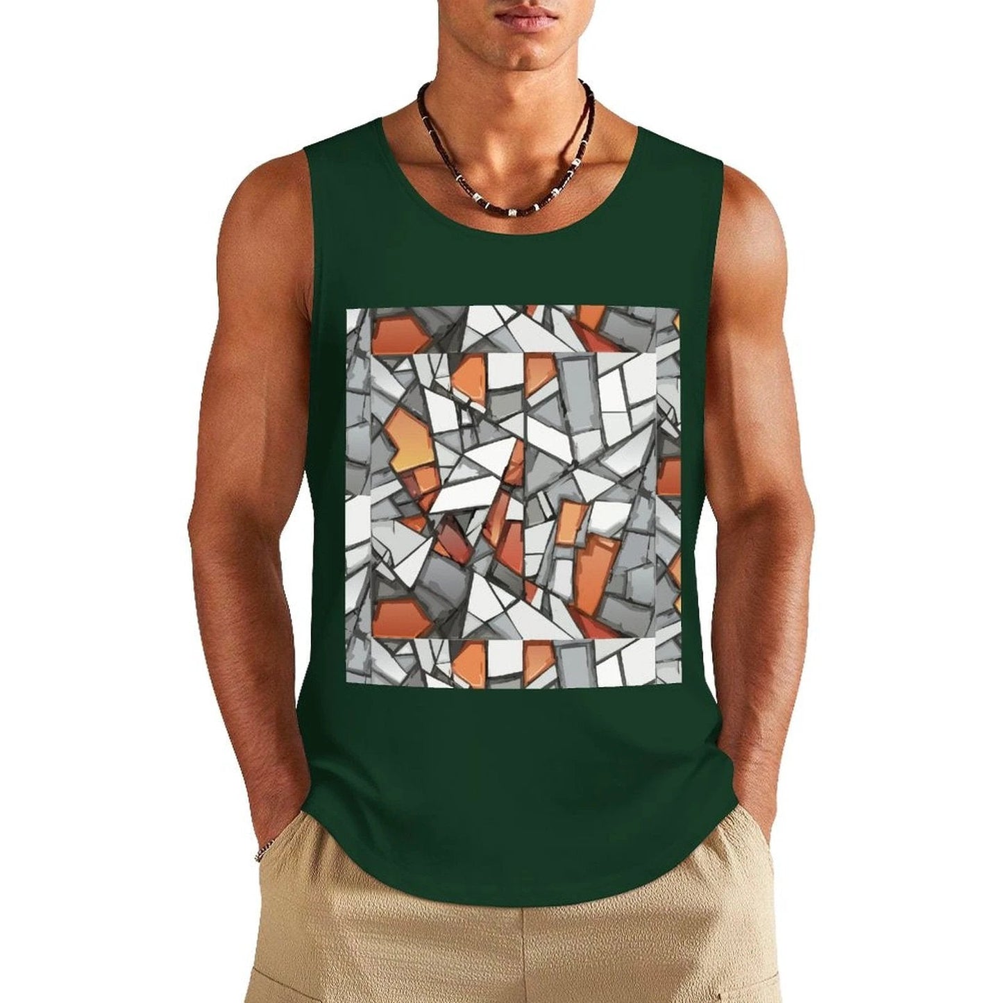 Graffiti Frame Cotton Tank Top — Teal Tank with Street Art Chest Print for Summer Sessions