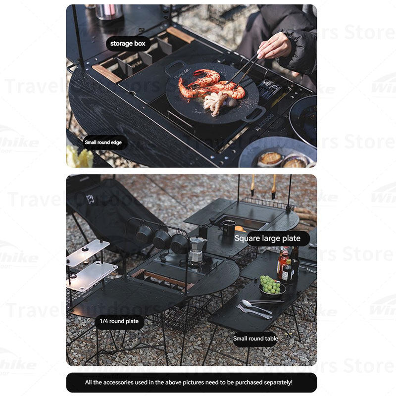 BLACKDOG IGT Camping Combination Table Modular Multi-setting Folding Table Outdoor BBQ Picnic Table Shelf With Storage Bag Load Bearing Up To 100kg