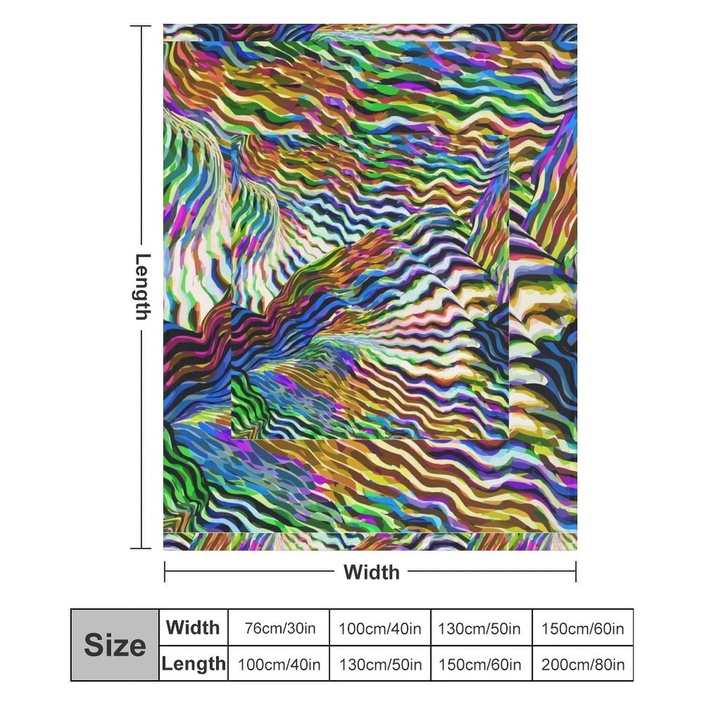 Lightning Complex AOP Vintage Flannel Blanket 50"×60" | Psychedelic Ribbon-Wave Maximalist Throw (250gsm)