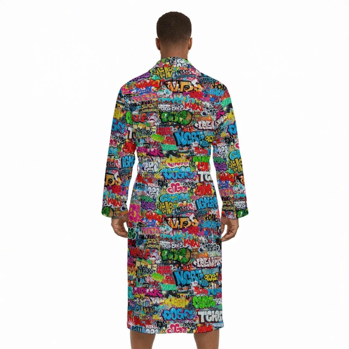 Graffiti AOP Fleece-Lined Bathrobe — Tag Bomb, Unisex S–5XL