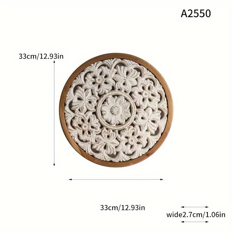 Vintage-Inspired White Wooden Wall Hanging with Floral Design - F2KL