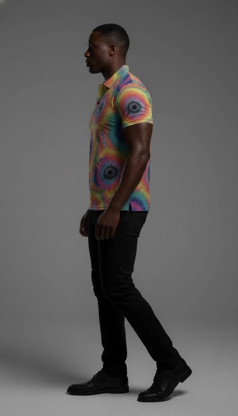 Maximalist AOP Men's Stretch Henley Shirt | Ribbed Polyester Long Sleeve — Tailored Statement Top for Artists, Studio-to-Gallery Days (XS–5XL)