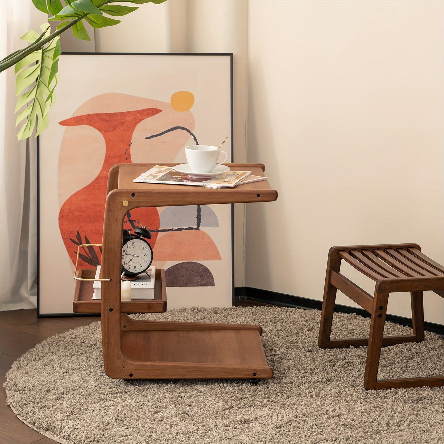 Versatile Bamboo Side Table with Wheels - C2NE