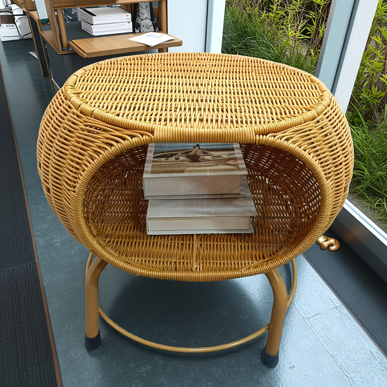 Rattan Storage StoolTable for All Occasions-QE25