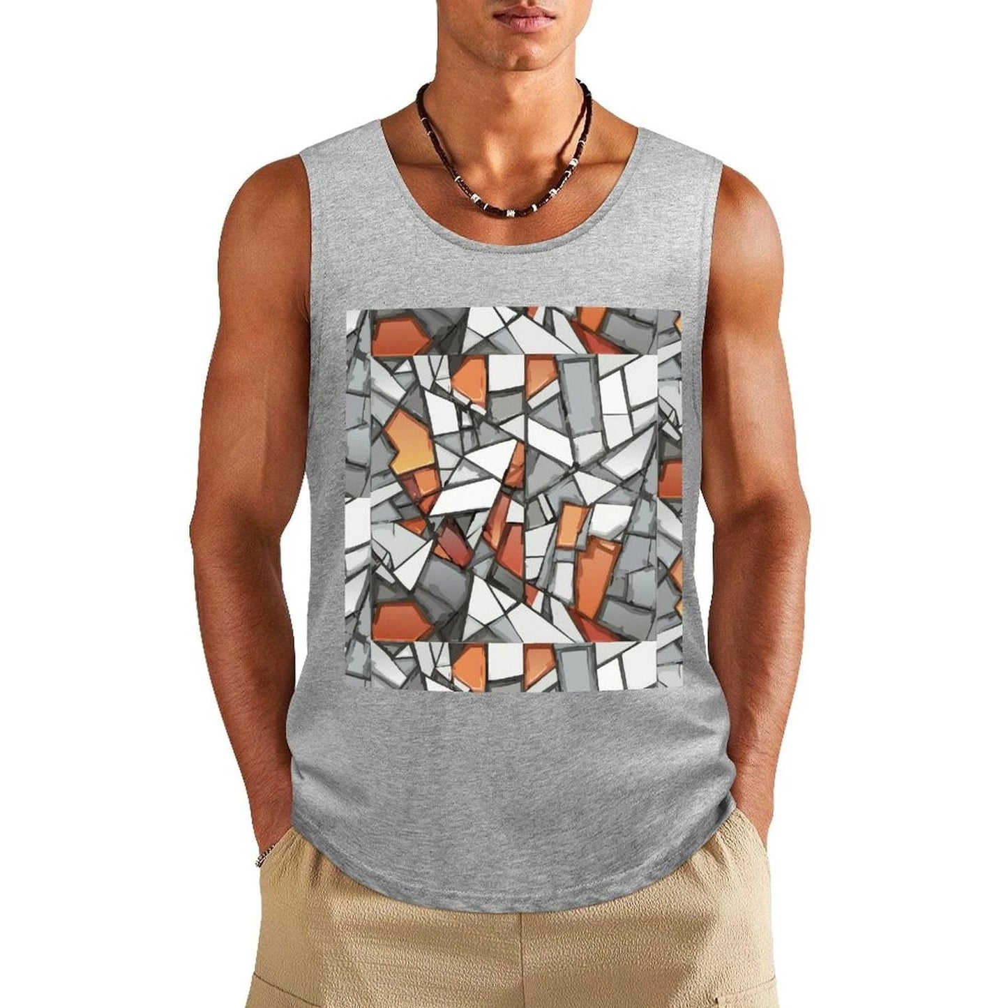 Graffiti Frame Cotton Tank Top — Teal Tank with Street Art Chest Print for Summer Sessions
