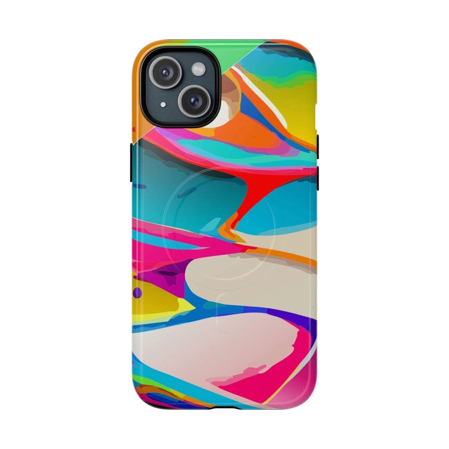 Vibrant Abstract Splash MagSafe Case - Bold Maximalist Tough Phone Cover for Edgy Alt-Fashion Aesthetics